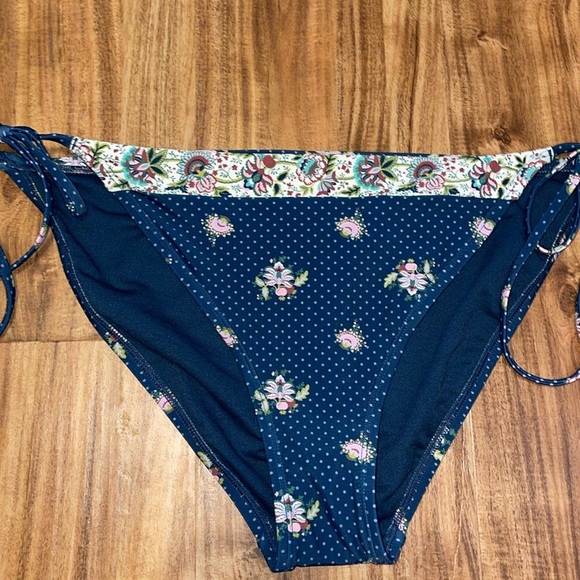 Shade & Shore womens bikini bottom XL 16 Navy blue polka dot tie high leg NWT - Picture 4 of 10